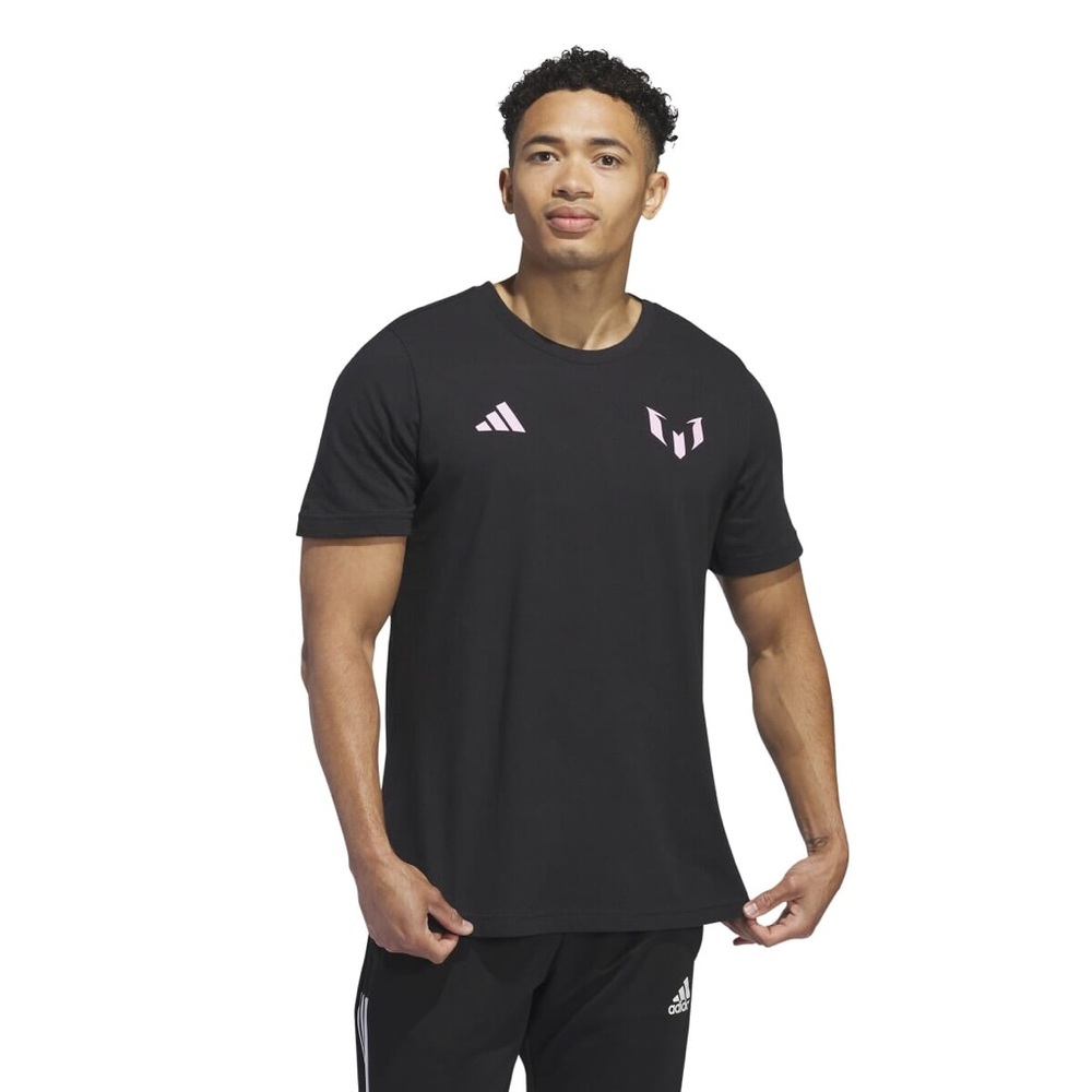 Boys Adidas Messi Miami black and purple t shirt